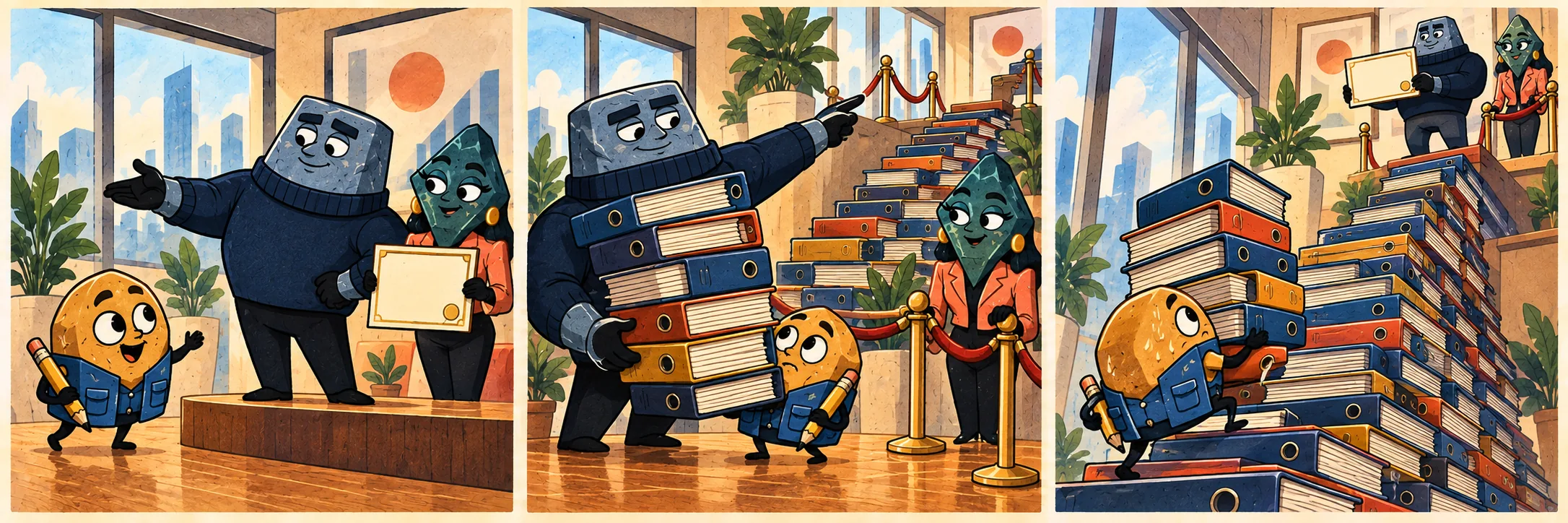 Chip approaches Flint’s training platform.