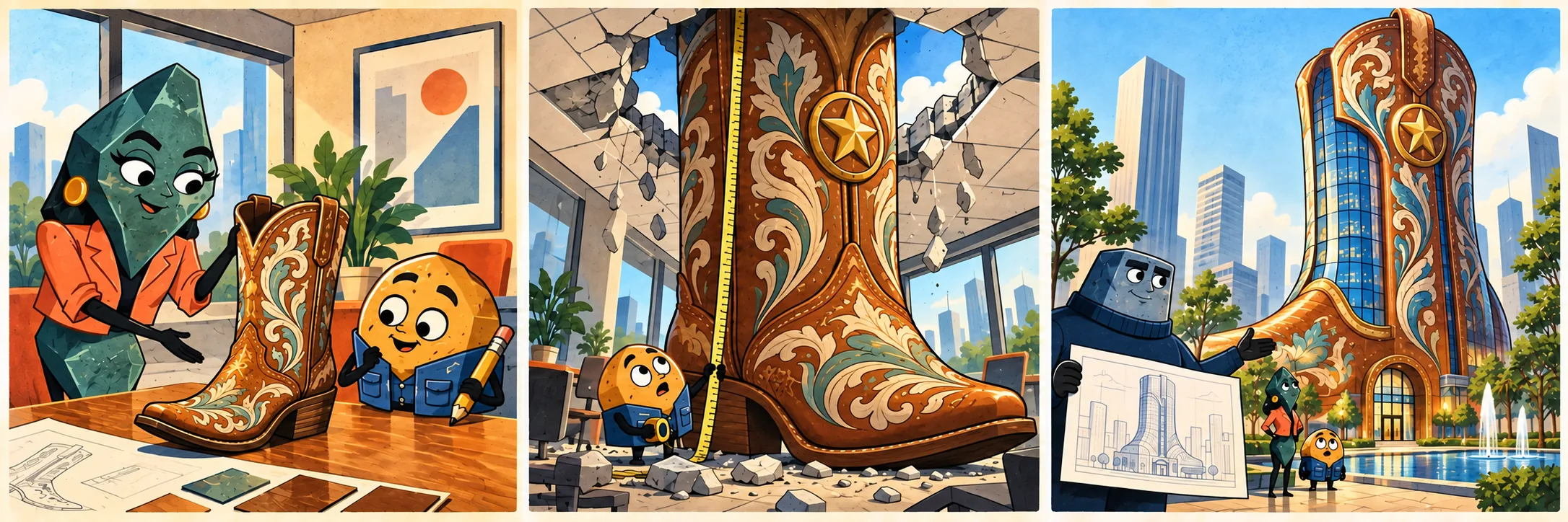 Vera presents a polished cowboy boot.