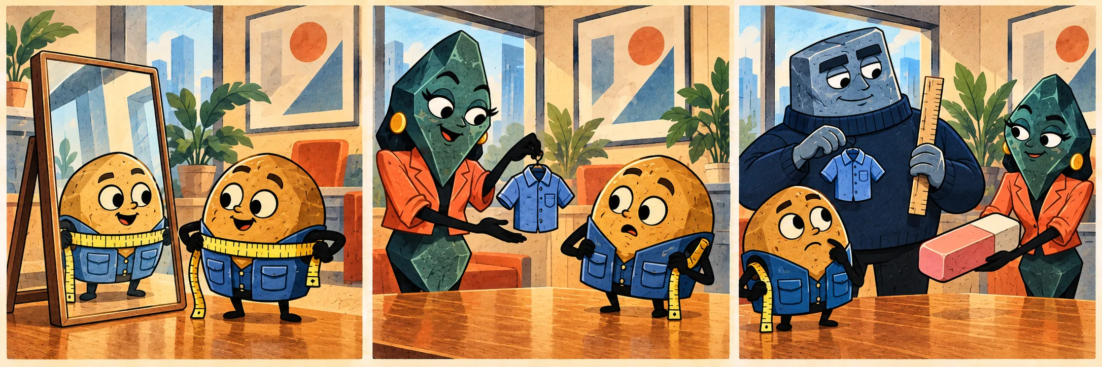 Chip pulls a measuring tape tightly around his round body.