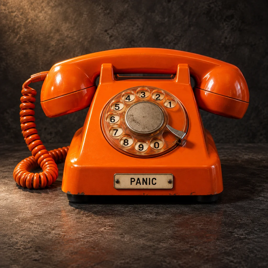 The orange Panic Hotline telephone