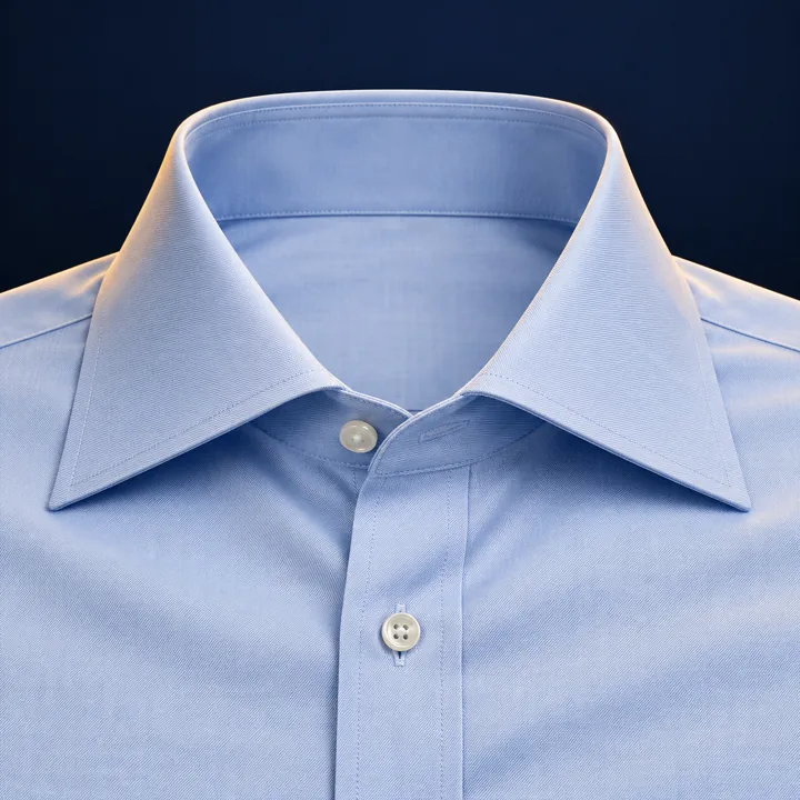 Pale blue spread collar