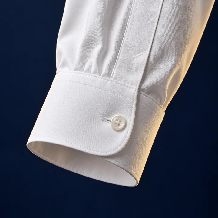 White shirt sleeve with a single-button barrel cuff