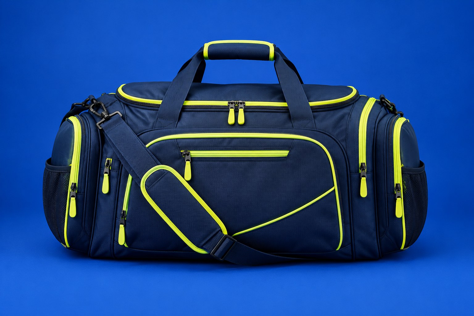 Navy pickleball bag with neon yellow trim